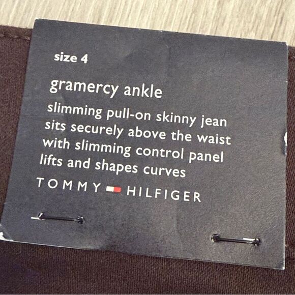 NWT Tommy Hilfiger Chocolate Brown Gramercy Sateen Skinny Ankle Pull On Jeans 4 - Picture 5 of 9